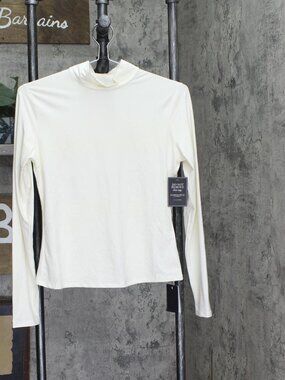 Jluxlabel Womens Long Sleeve Turtleneck Knit Top Milk Off White M